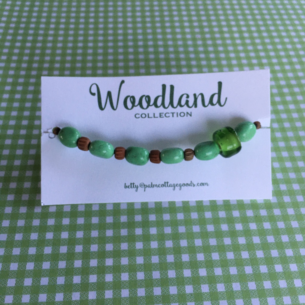 Green Stone With Coconut Beads Bracelet.